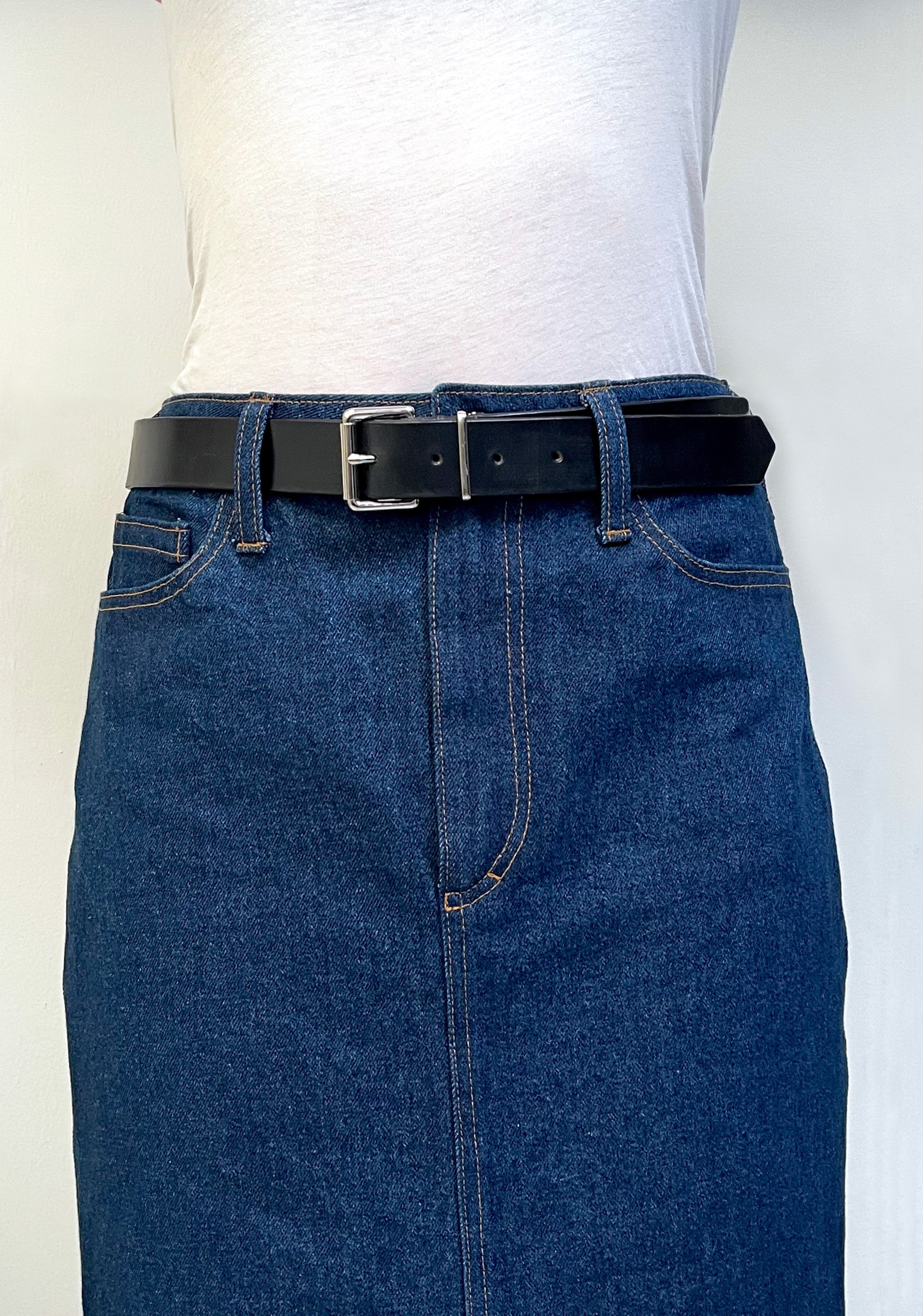 Double Buckle Leather Belt